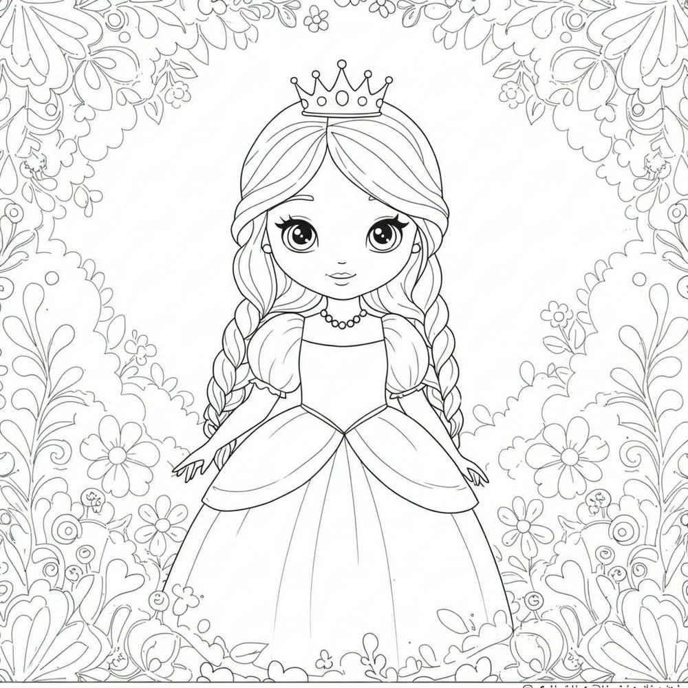 tranh tô màu công chúa chibi dễ thương