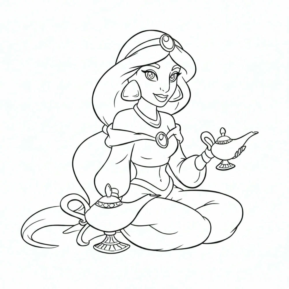 tranh tô màu công chúa disney chibi