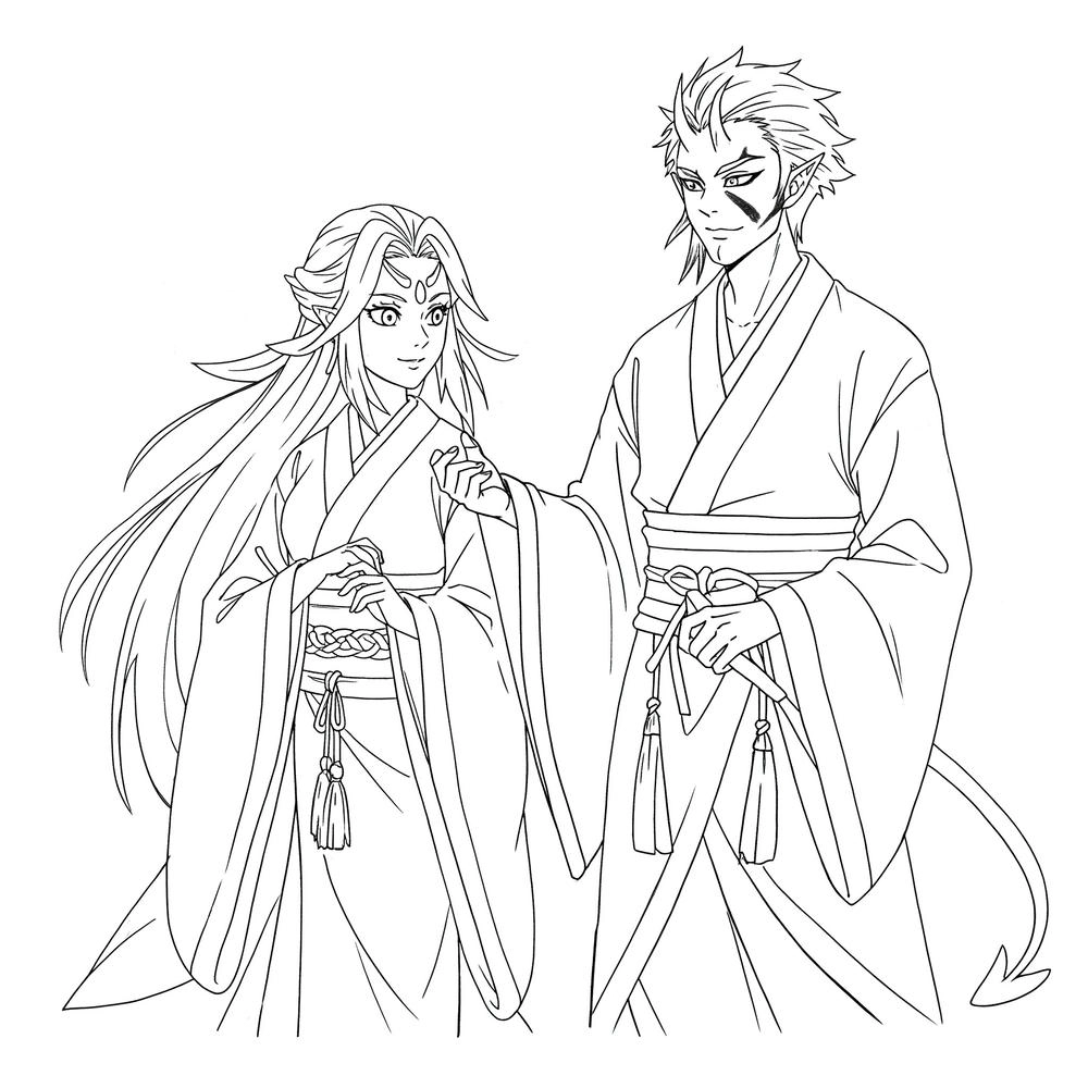 tranh vẽ kimetsu yaiba cho trẻ em