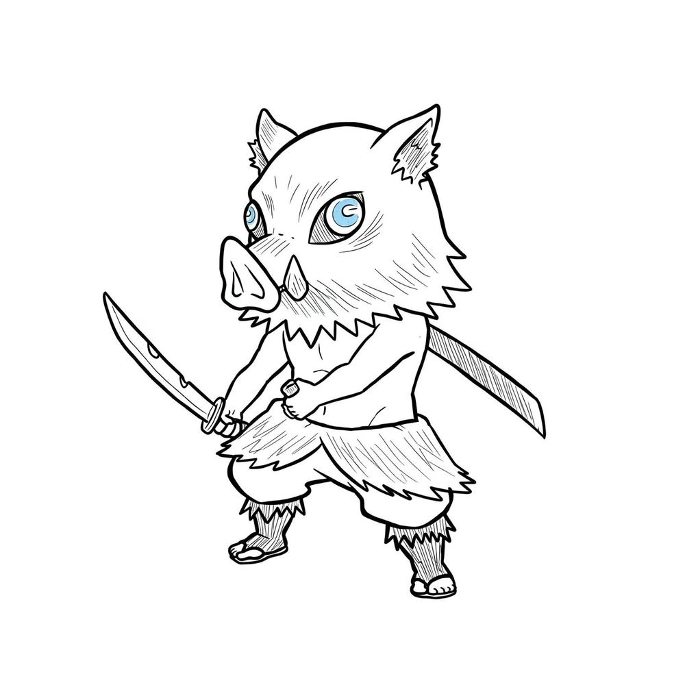 tranh tô màu kimetsu yaiba chibi siêu dễ
