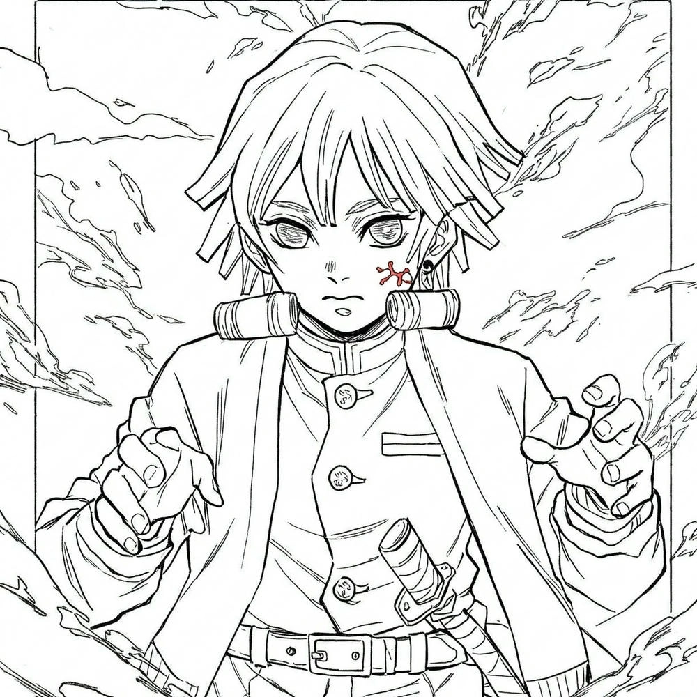 tranh vẽ kimetsu yaiba theo mẫu