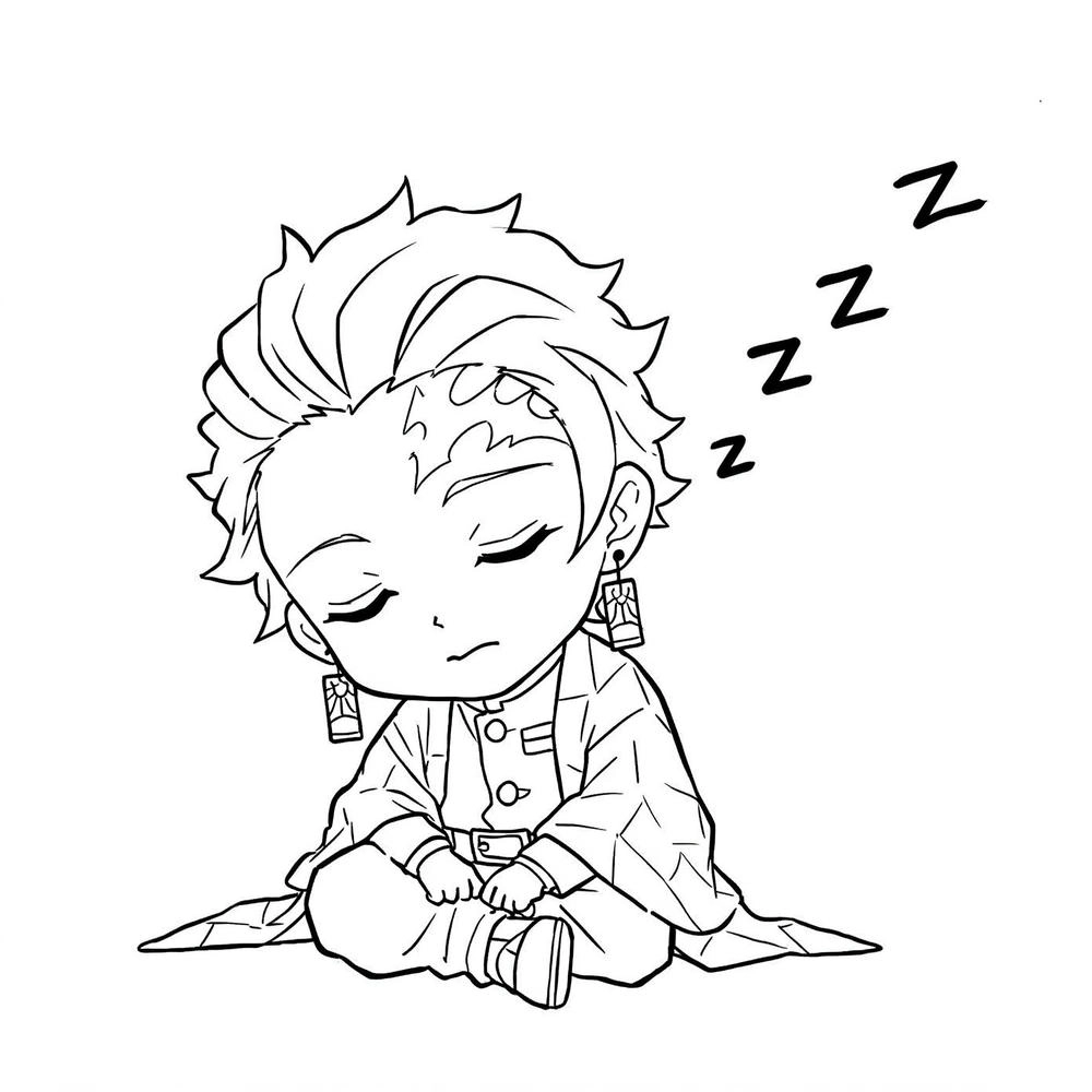 tranh tô màu kimetsu yaiba chibi cute