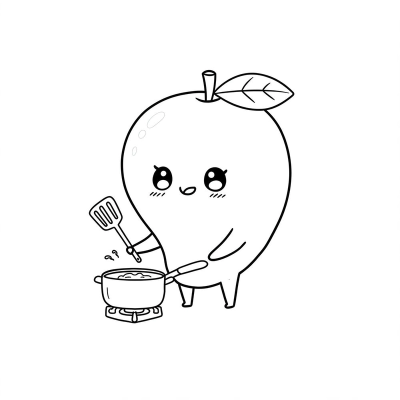 quả xoài tô màu đáng yêu