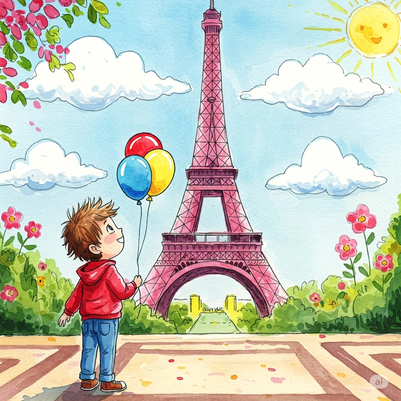 tranh tô màu tháp Eiffel cho bé