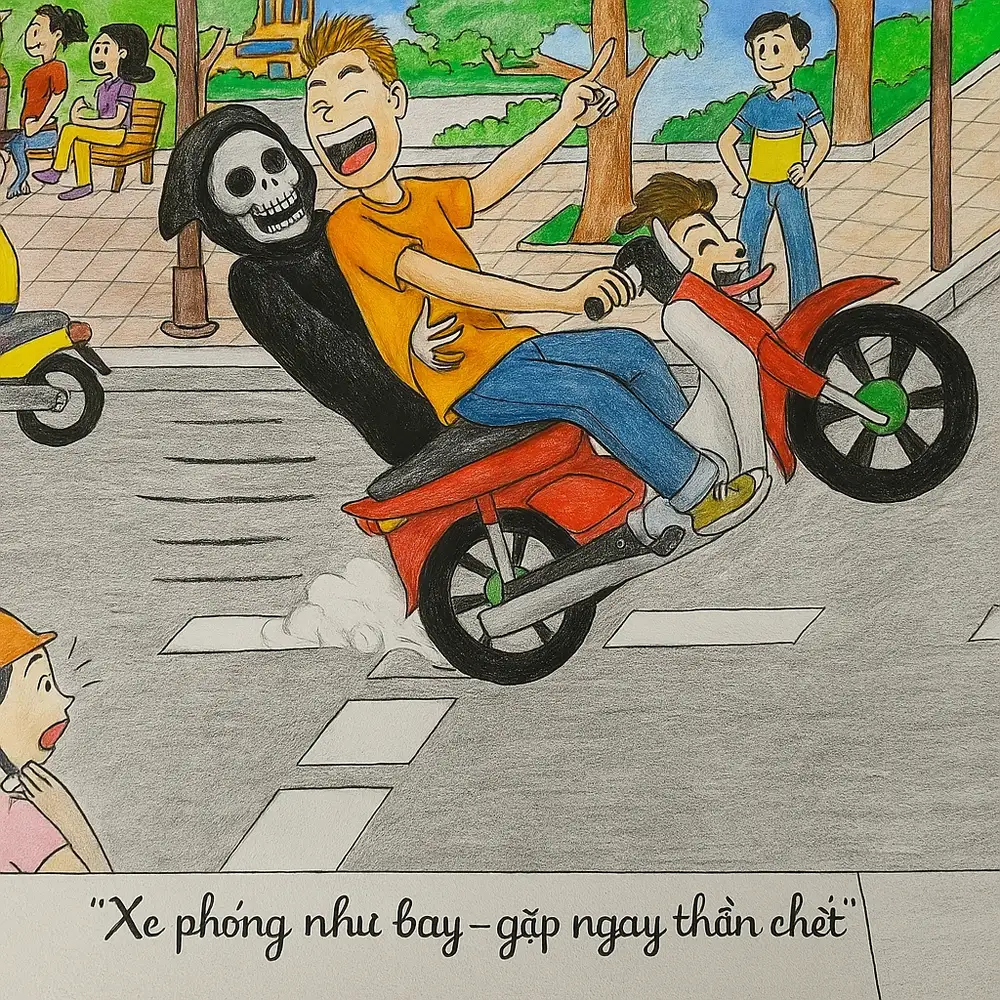 tranh vẽ an toàn giao thông cho học sinh tiểu học 