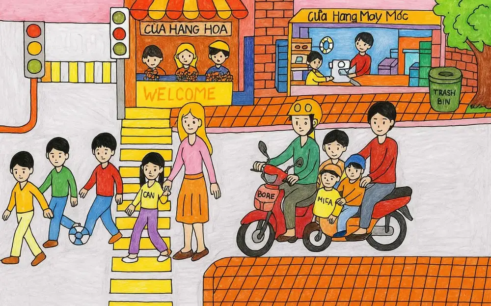 vẽ tranh vẽ an toàn giao thông sáng tạo nhất 