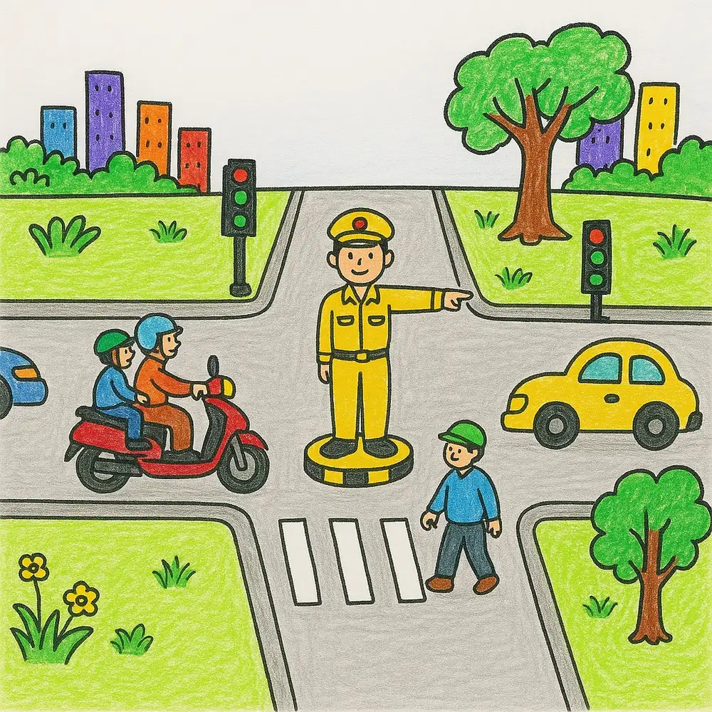 tranh vẽ giao thông mang tính giáo dục cao 