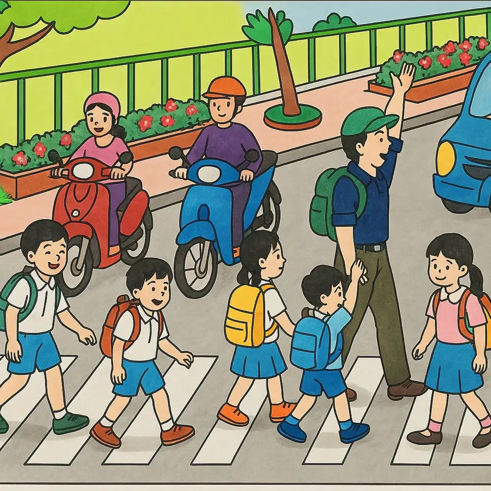 tranh vẽ phương tiện giao thông đường bộ thực tế 