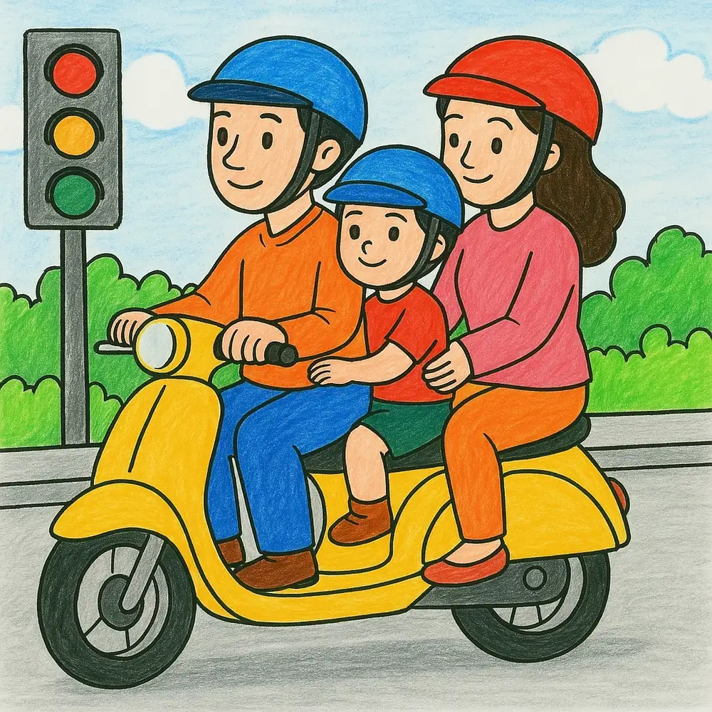 tranh vẽ an toàn giao thông kết hợp biển báo