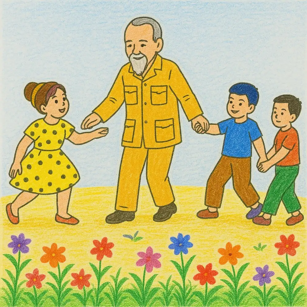 tranh vẽ về bác hồ với thiếu nhi 