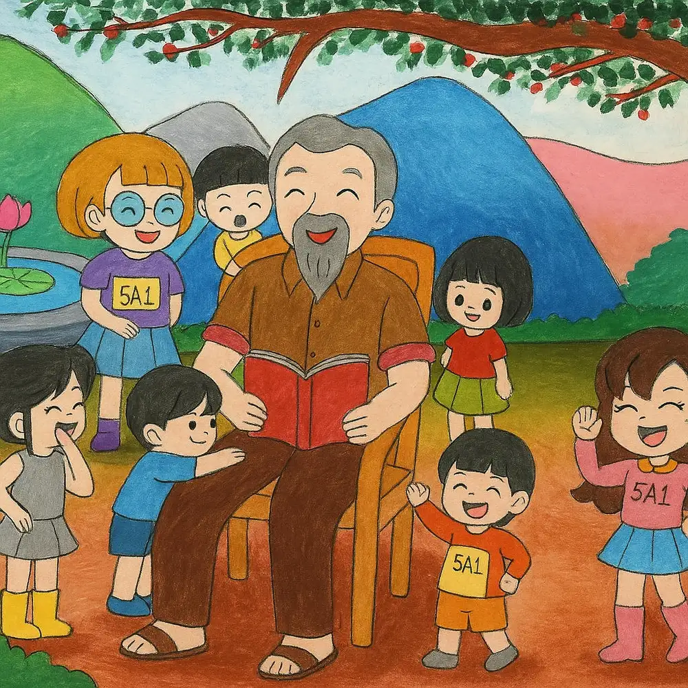 tranh vẽ em yêu bác hồ 