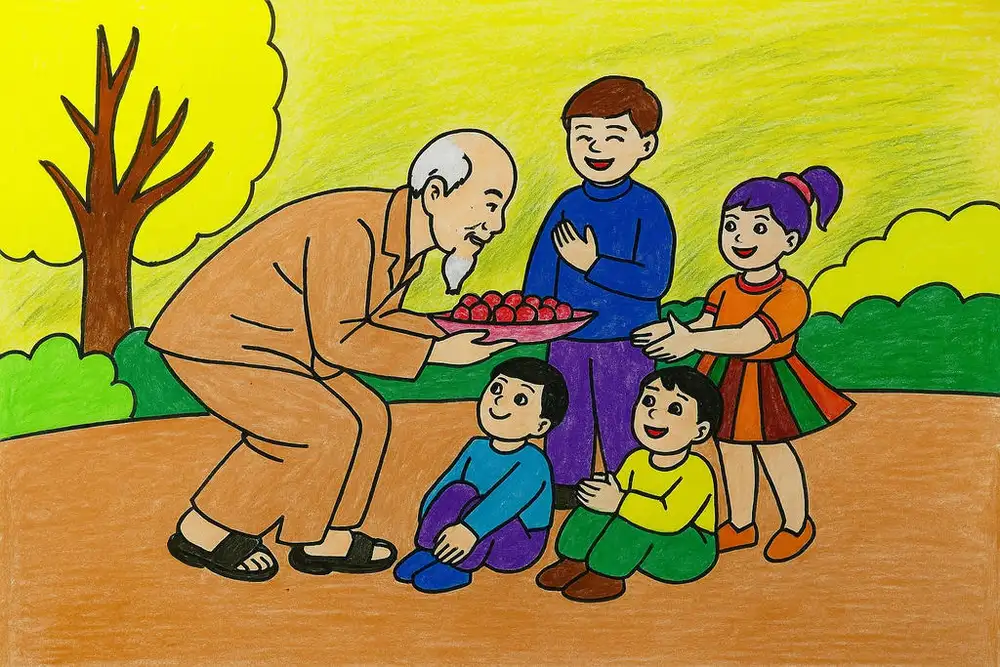 tranh vẽ bác hồ 