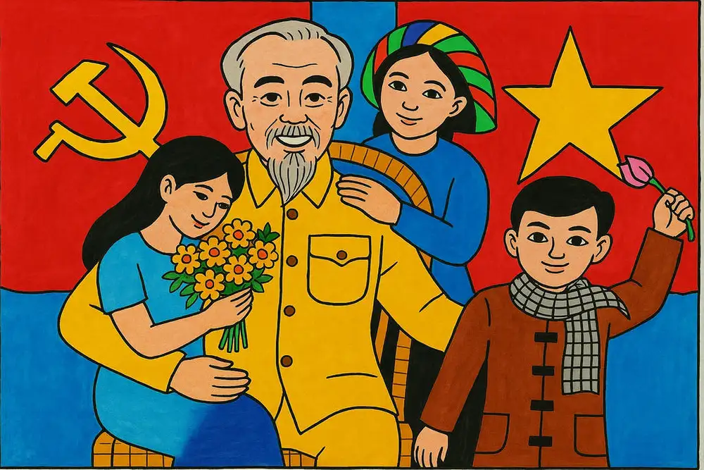 tranh vẽ bác hồ và thiếu nhi 