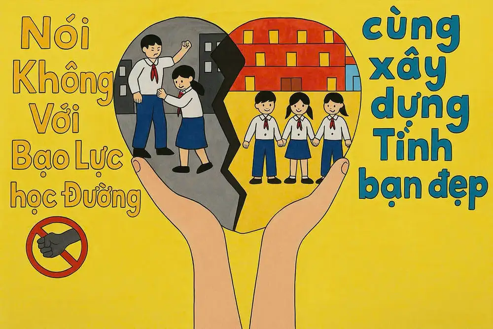 phòng chống bạo lực học đường tranh vẽ nổi bật 