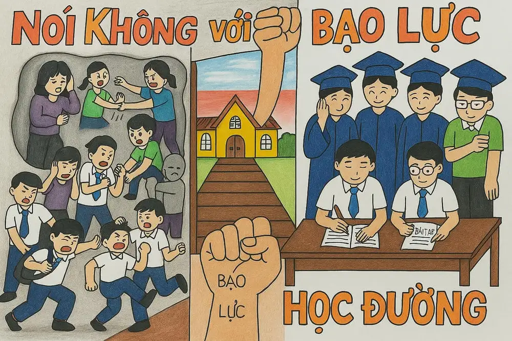 tranh vẽ về bạo lực học đường đầy cảm xúc 