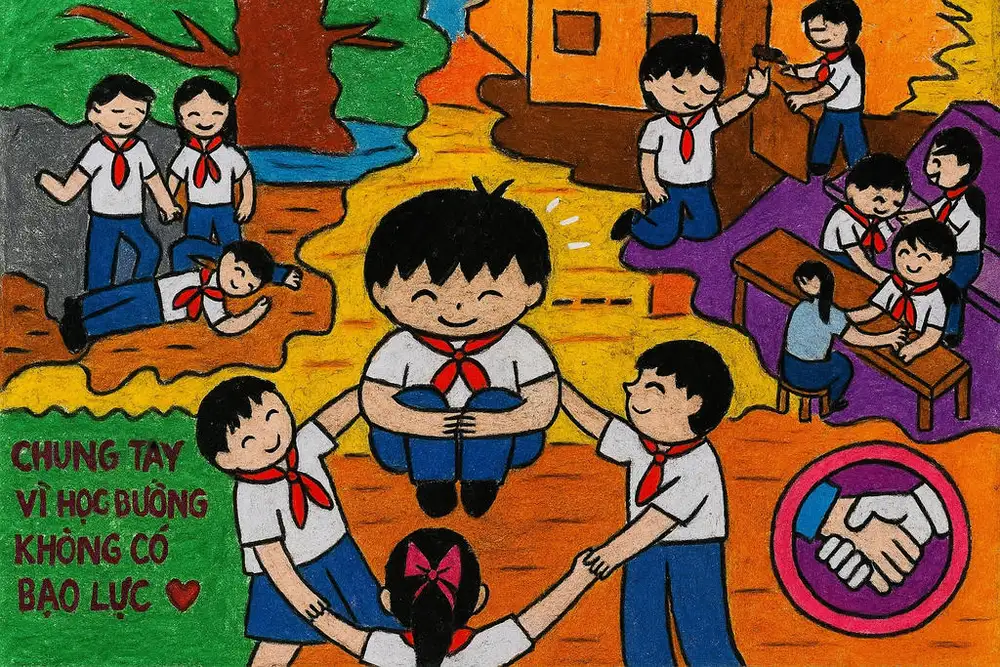 tranh vẽ phòng ngừa bạo lực học đường dễ hiểu 