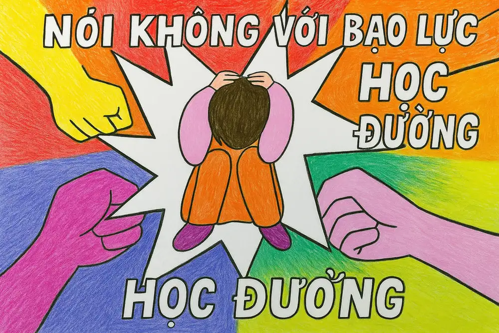 bạo lực học đường tranh vẽ đơn giản mà ý nghĩa 