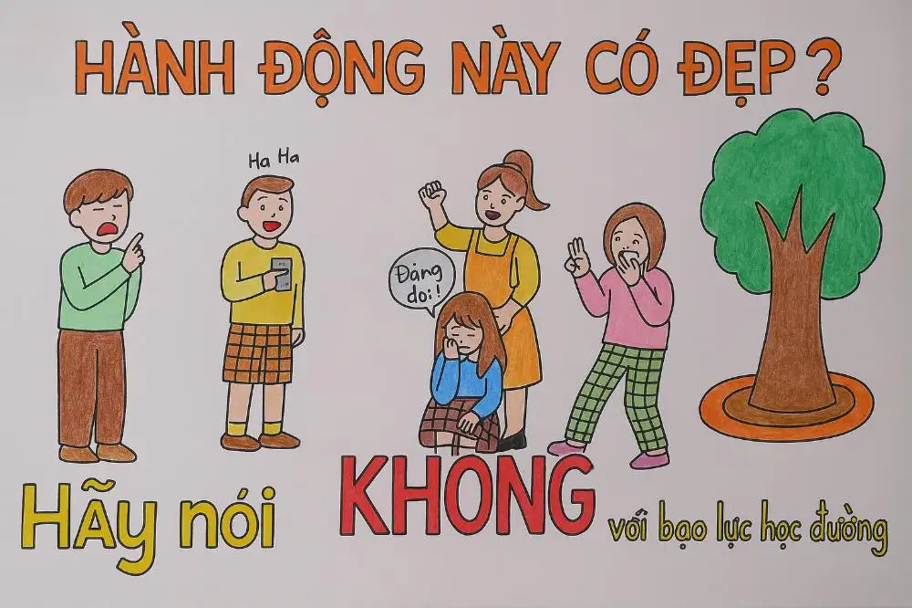 tranh vẽ bạo lực học đường ý nghĩa 