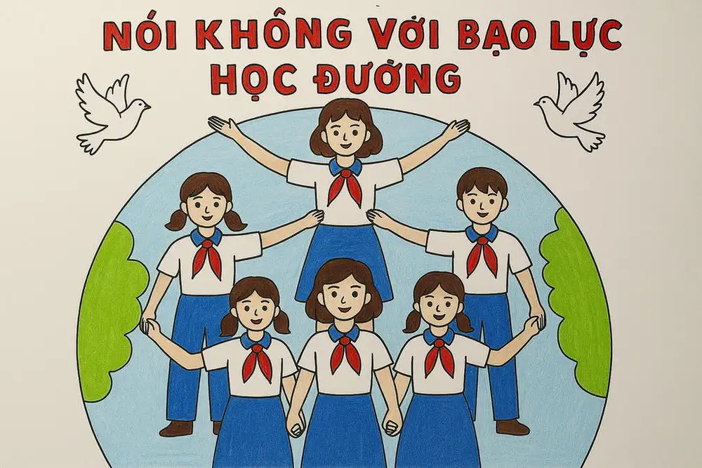 phòng tránh bạo lực học đường tranh vẽ sinh động 