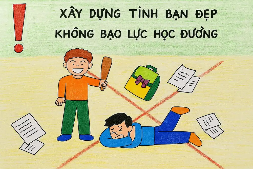 tranh vẽ nói không với bạo lực học đường cảm động 