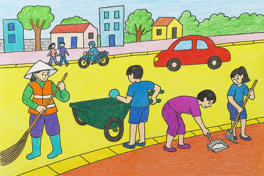 tranh vẽ ô nhiễm môi trường chi tiết 