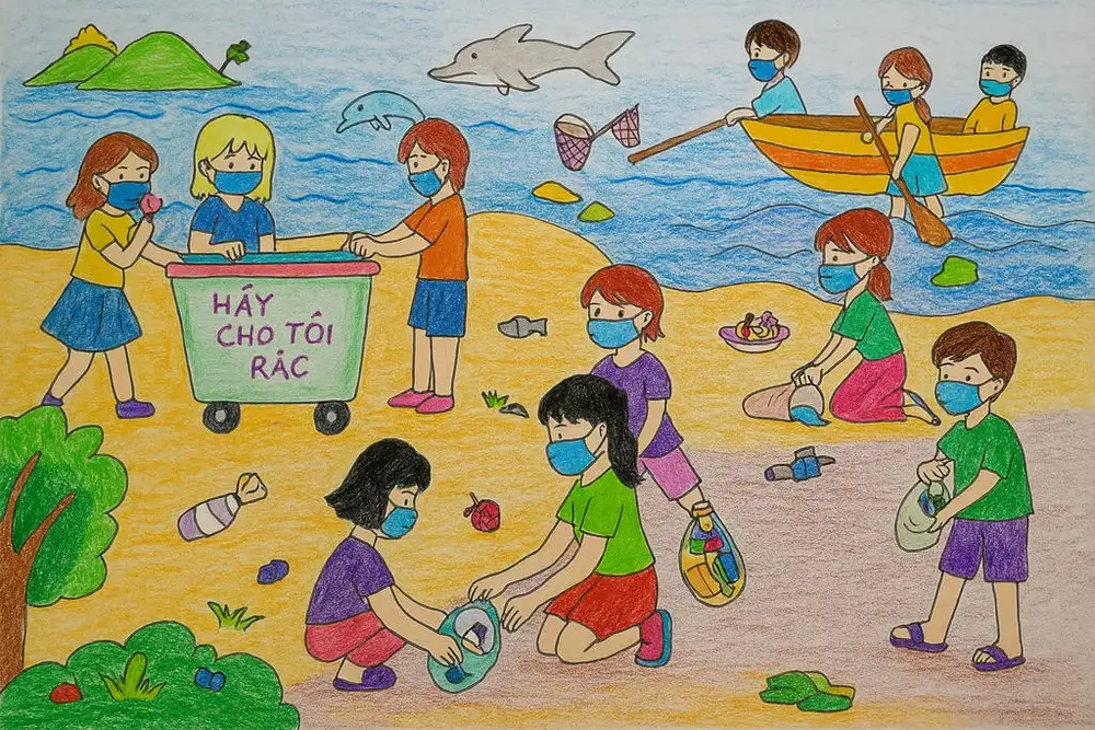 đề tài bảo vệ môi trường tranh vẽ đơn giản 