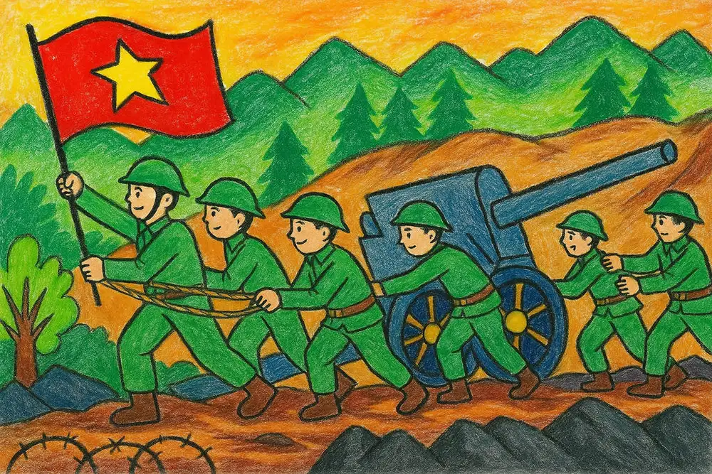 vẽ tranh âm vang chiến thắng điện biên phủ nghệ thuật 
