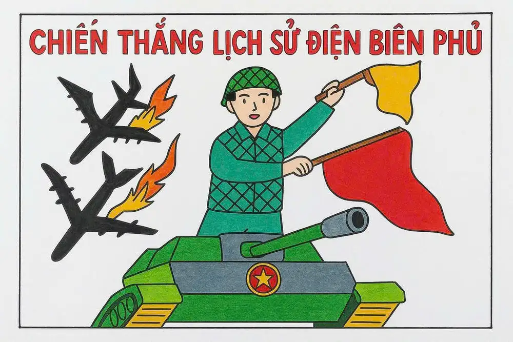 tranh vẽ 70 năm chiến thắng điện biên phủ 