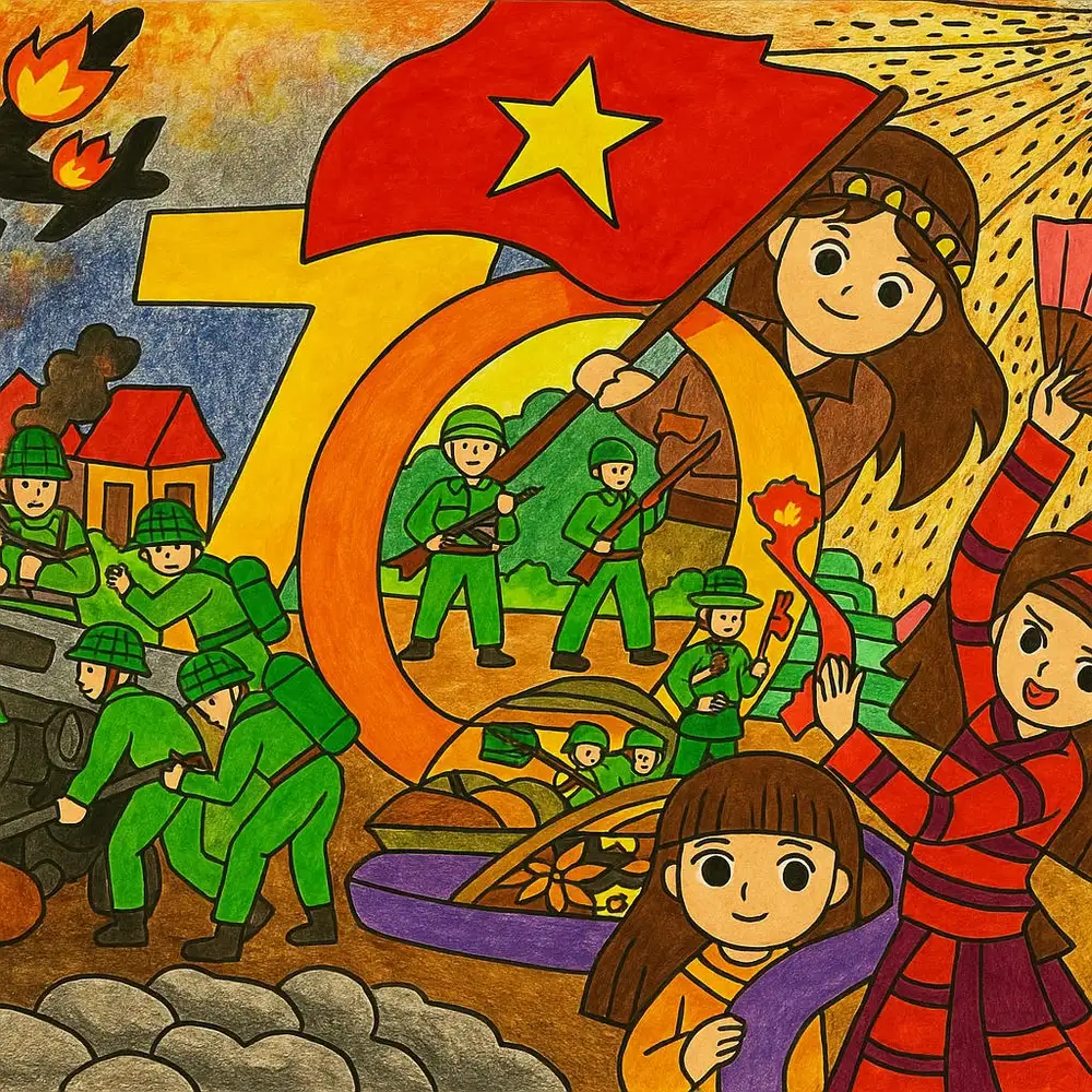 mẫu tranh chiến thắng điện biên phủ đẹp 