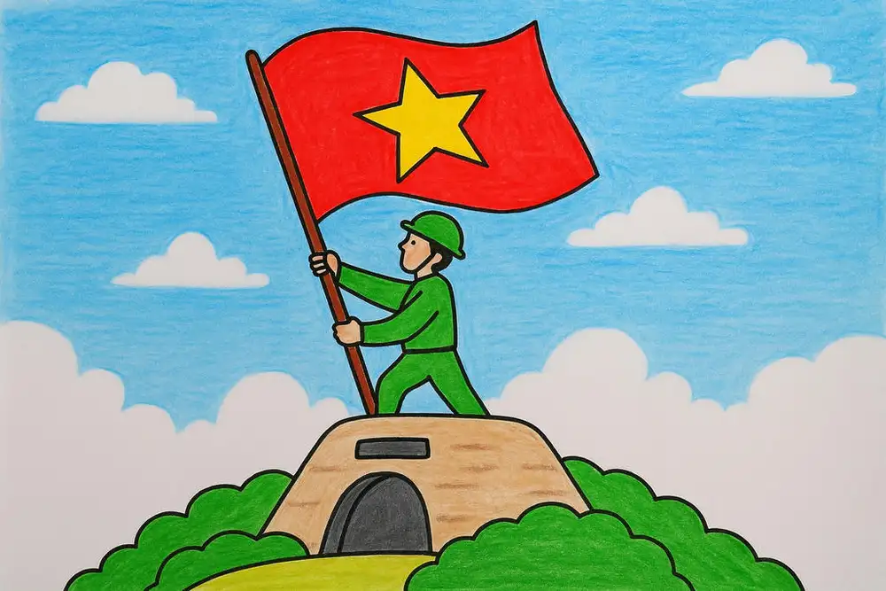 bức tranh tranh vẽ chiến thắng điện biên phủ sinh động 