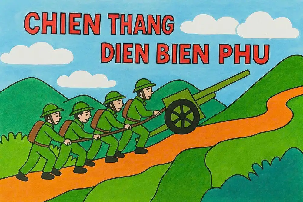 tranh vẽ điện biên phủ giàu cảm xúc hào hùng 