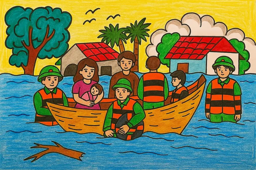 tranh vẽ chú bộ đội lớp 1