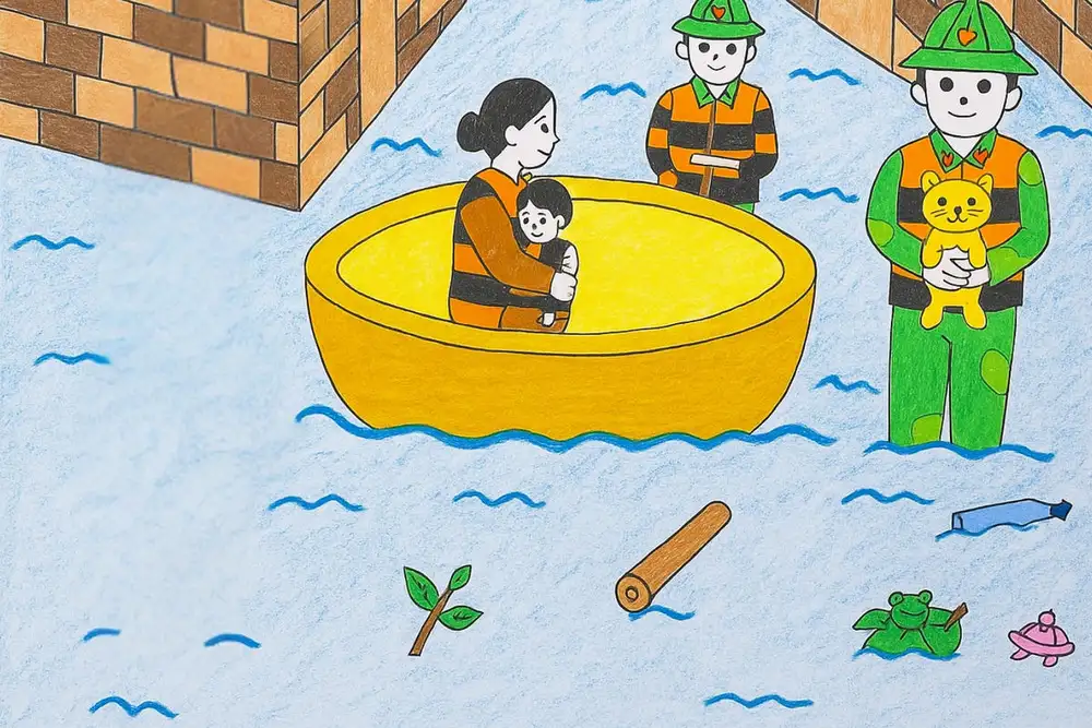 chú bộ đội tranh vẽ màu sáp