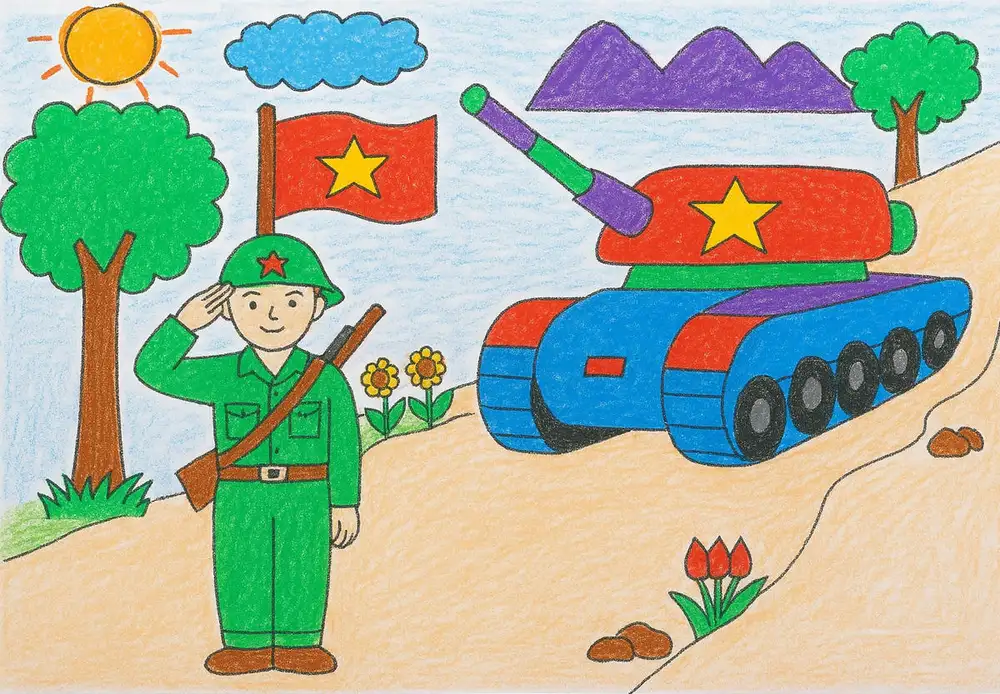 em yêu chú bộ đội tranh vẽ ý nghĩa
