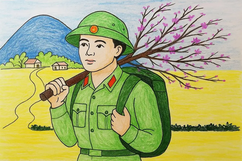 xem tranh vẽ chú bộ đội đơn giản