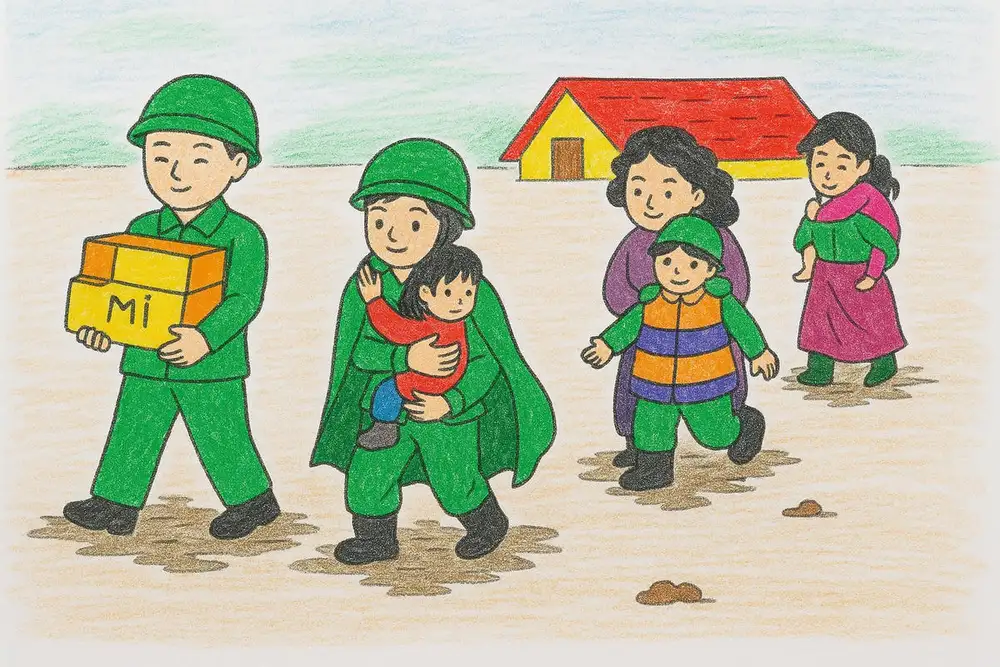 tranh vẽ chú bộ đội mặc quân phục