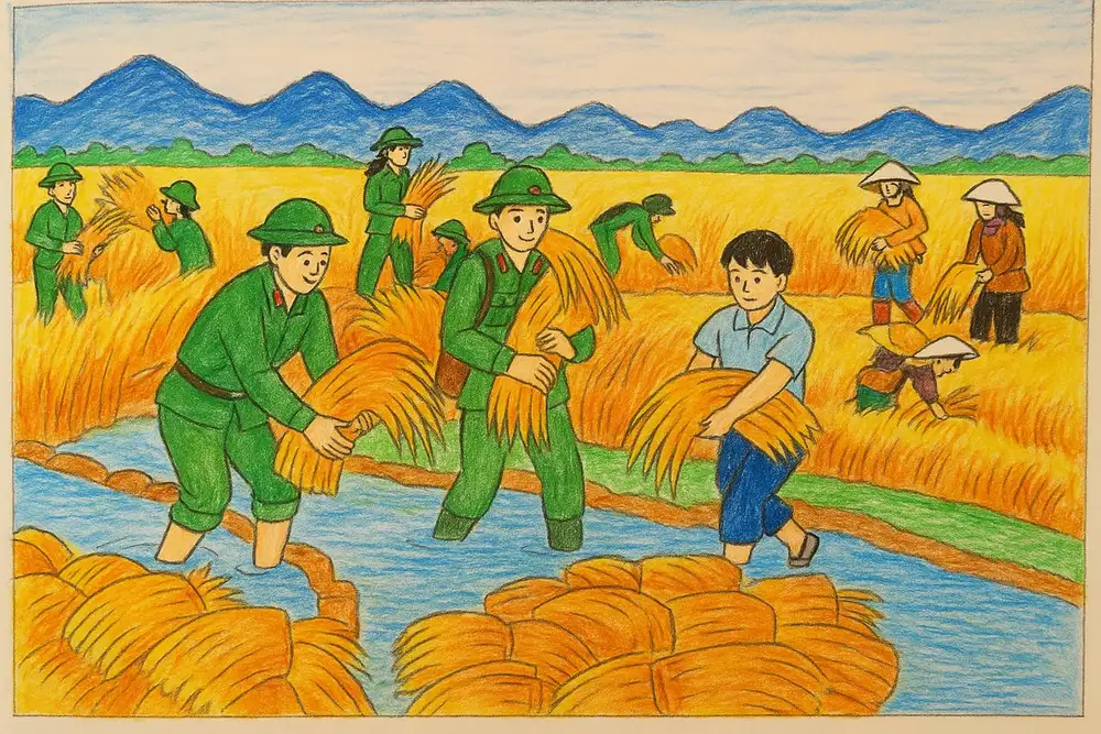 tranh vẽ chú bộ đội đẹp đơn giản