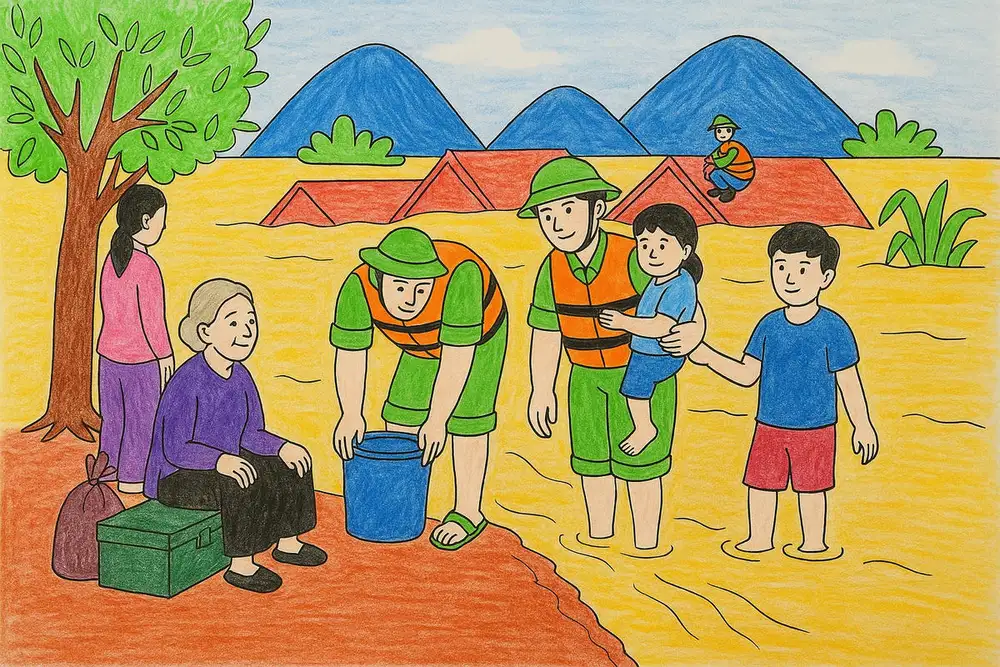 em yêu chú bộ đội tranh vẽ sinh động