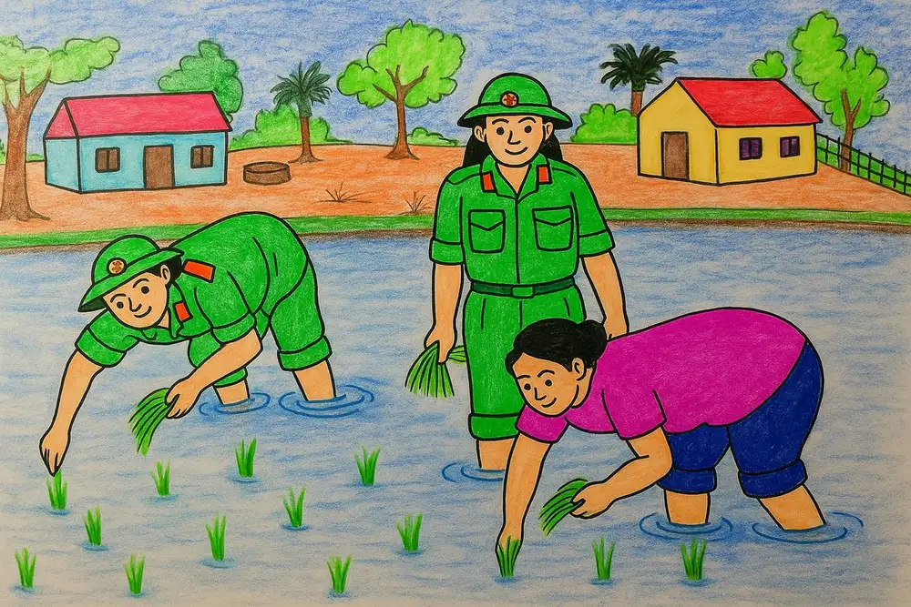 xem tranh vẽ chú bộ đội dễ vẽ