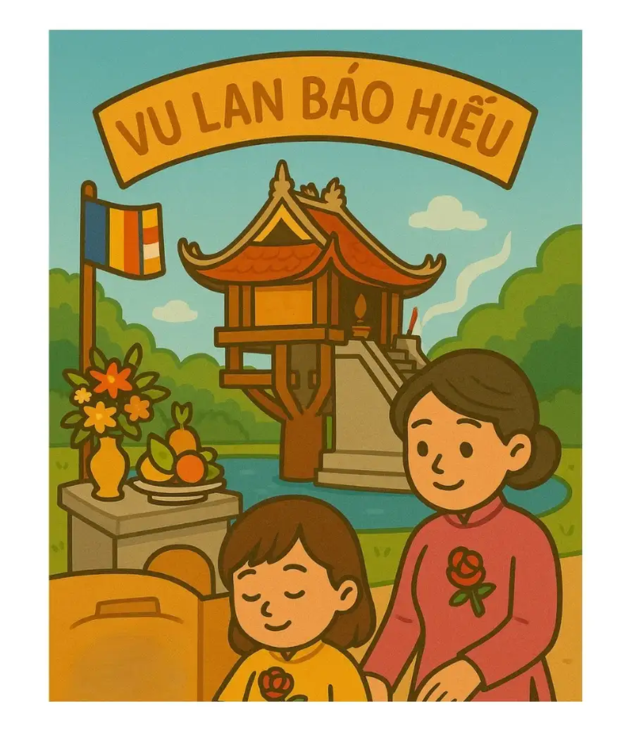 vẽ tranh chùa một cột 