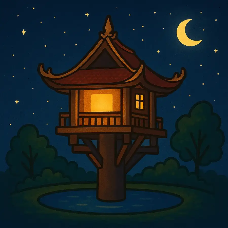 tranh vẽ chùa một cột đơn giản