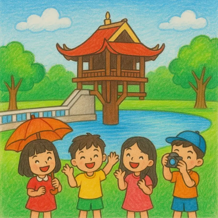vẽ tranh chùa một cột mang nét văn hóa dân tộc 
