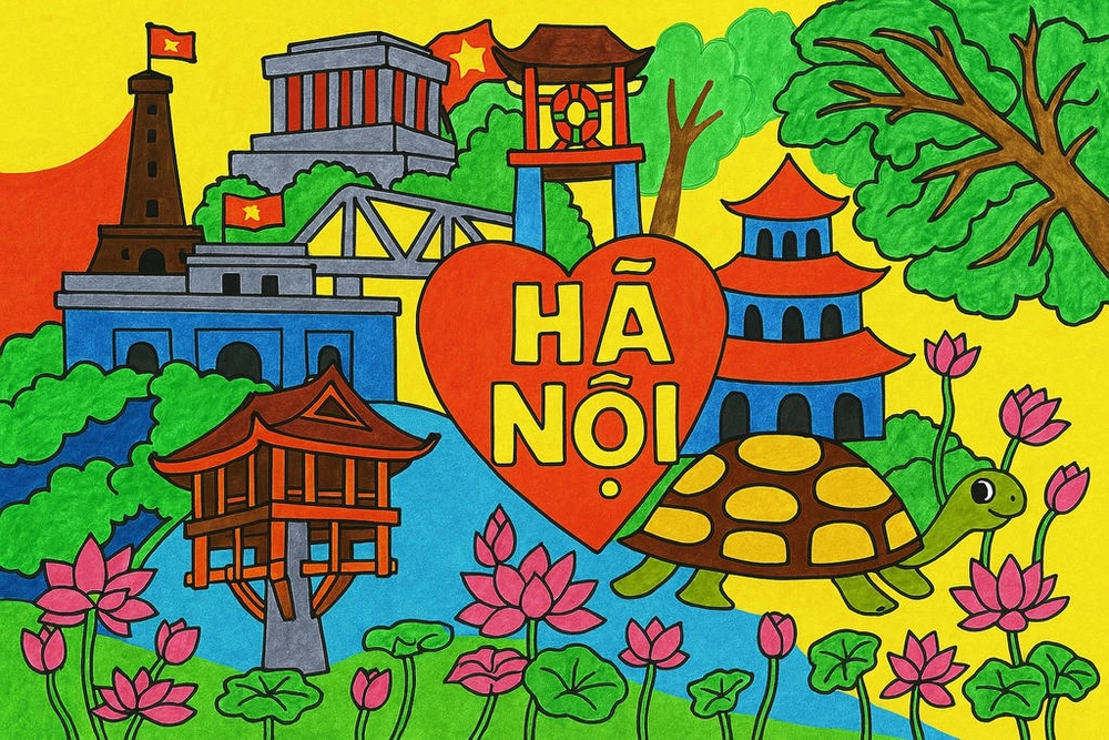 tranh vẽ em yêu hà nội dành cho lớp 6 