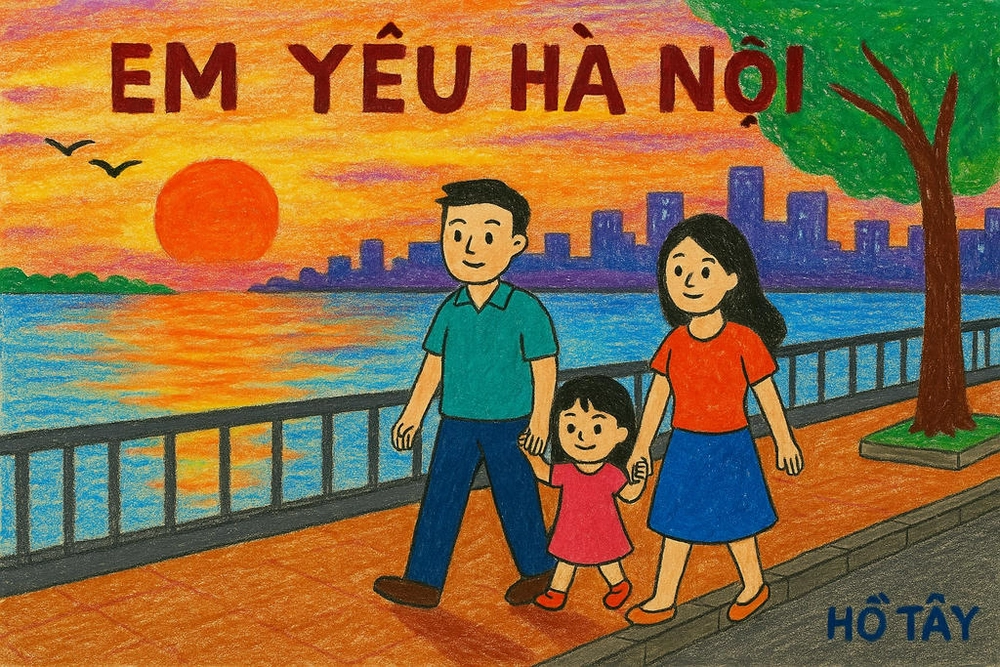 vẽ tranh em yêu hà nội đơn giản mà đẹp 