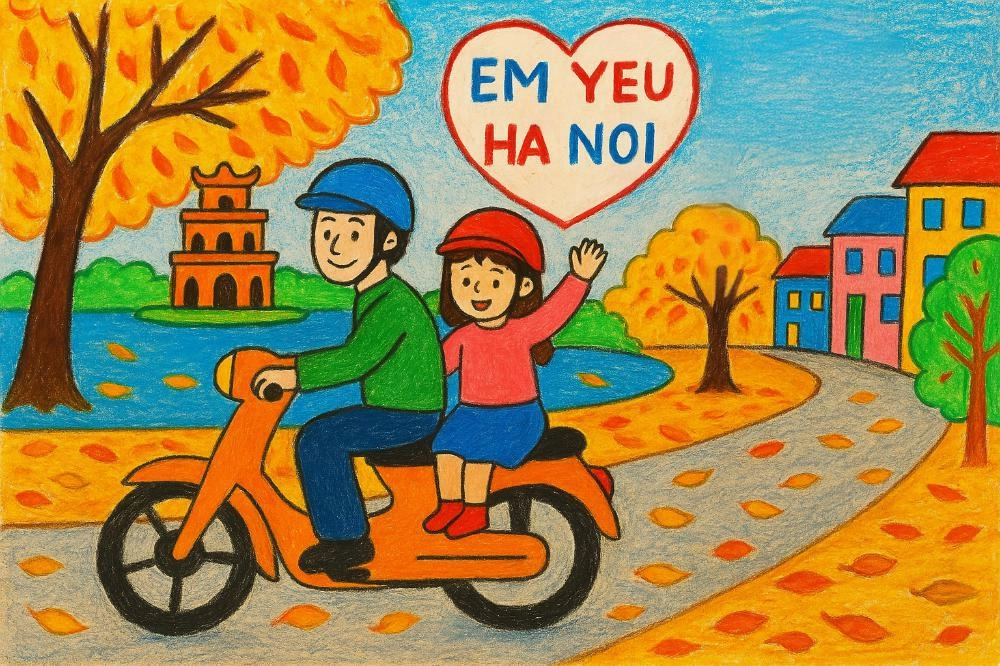 tranh vẽ em yêu hà nội đẹp nhất hiện nay 