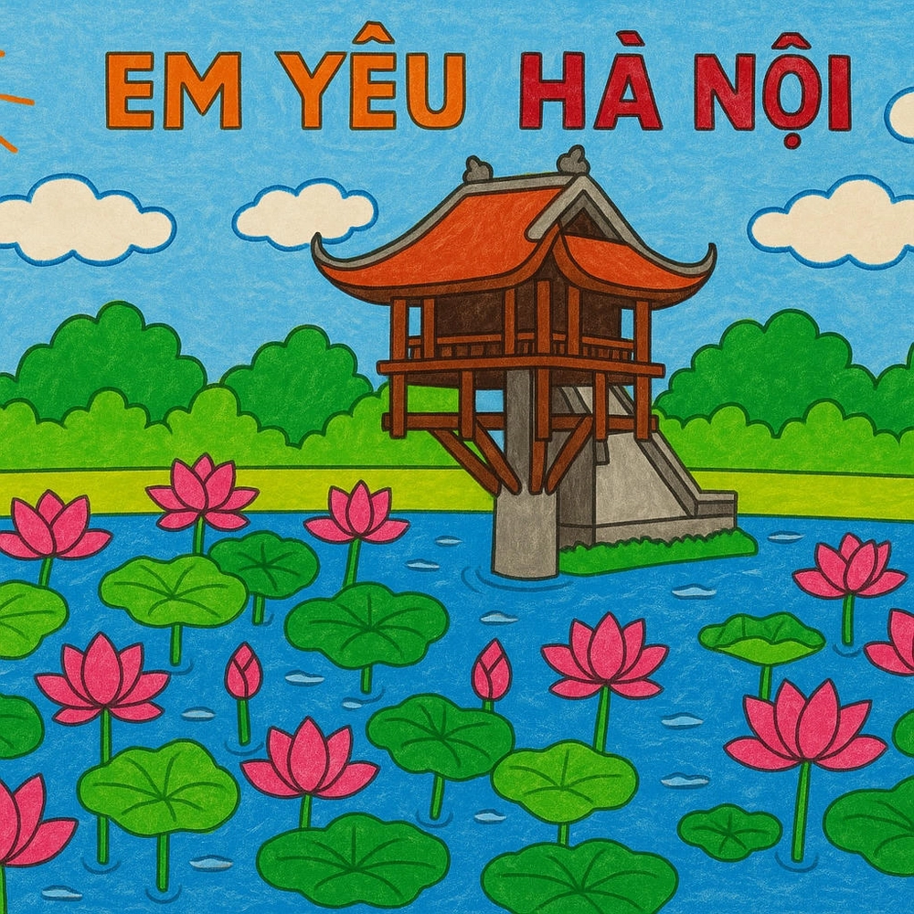 vẽ tranh em yêu long biên hà nội dễ thương 