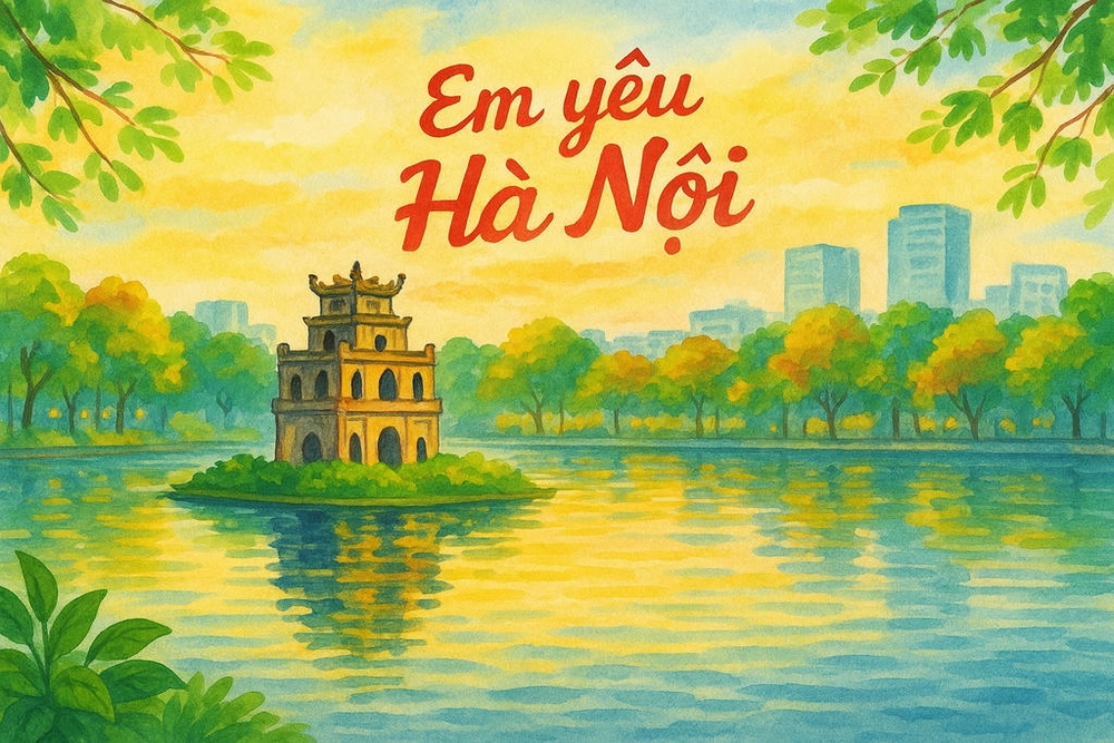 hướng dẫn vẽ tranh em yêu hà nội đơn giản 