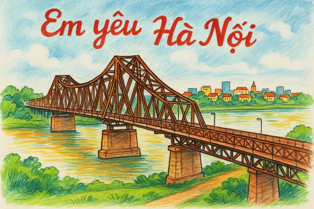 tranh vẽ em yêu hà nội đẹp cho học sinh tiểu học 