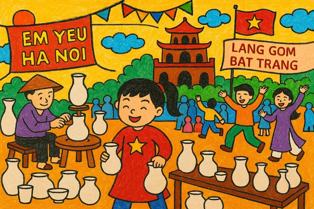 tranh vẽ hà nội trong em bằng bút chì 