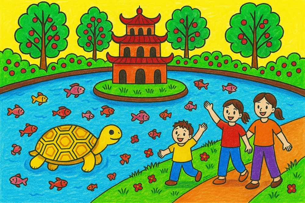 tranh đề tài vẽ tranh chủ đề em yêu hà nội 